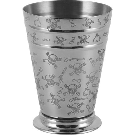 Verre à cocktail conique en acier inoxydable de 400 ml, motif tête de mort à double ligne. (1/5)