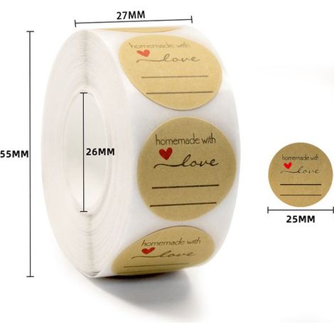 rollos de etiquetas de papel kraft para latas, pegatinas redondas de 25 mm (1000 hojas en total), etiquetas redondas para latas, Estilo 2 (1/5)