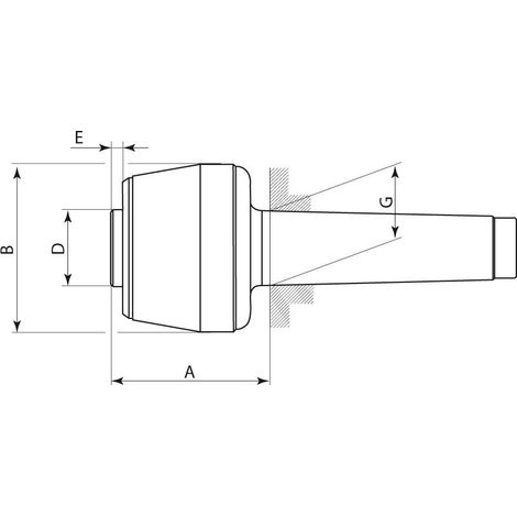 Pointe tournante à embouts interchangeables, Taille : 102, MK 2, A 45 mm, B : 43,0 mm, D : 20 mm, G : 17,780 mm, E : 4,0 mm (1/4)
