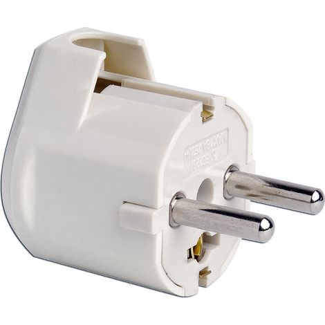 Clavija blanca SIMON con toma de tierra lateral 10/16A 250V CL107400