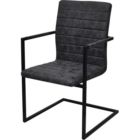 Maison Exclusive - Freischwinger 2 Stk. Schwarz Kunstleder