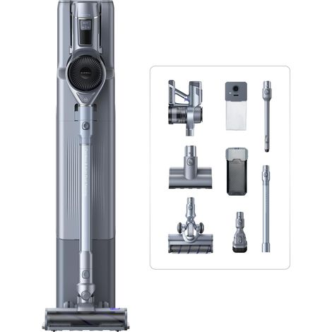 Aspirateur Balai sans Fil, 120 Minutes d'autonomie  28000PA/220AW, Station Aspiration Automatique, Anti-emmêlement des Poils, 100 Jours sans Entretien, Brosse Multifonction (1/5)