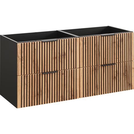 Waschtischunterschrank 120cm Gaia mit 4 Schubladen, Eichenoptik und Schwarz