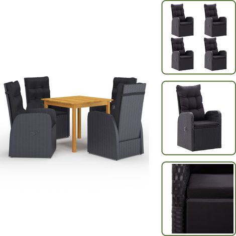 Tavolo in legno - vidaXL Set Mobili da Pranzo per Giardino 5 pz Nero - Sedie in acciaio