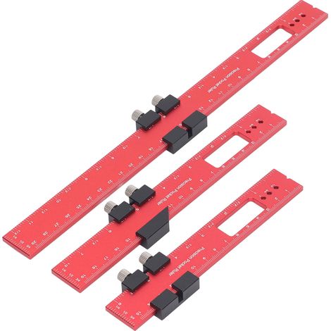 Règle de traçage et de positionnement rouge pour le travail du bois avec butée, pour menuisier, 16, 20 ou 30 cm
