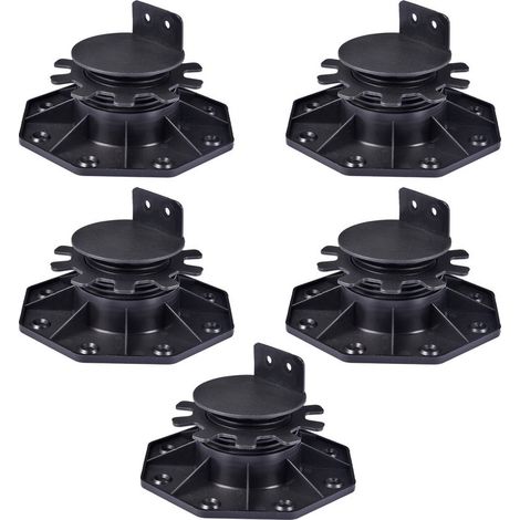 Set mit 5 dekorativen Sockeln – höhenverstellbar von 30 bis 60 mm – aus Kunststoff – geeignet für Terrassen, Unterkonstruktionen und Terrassenplatten. (1/5)