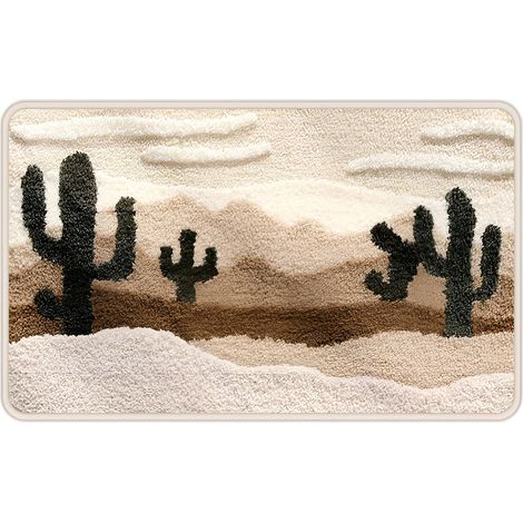 Tapis de porte antidérapant et absorbant pour douche et salle de bain, tapis de sol floqué, style désertique moderne et simple (1/5)