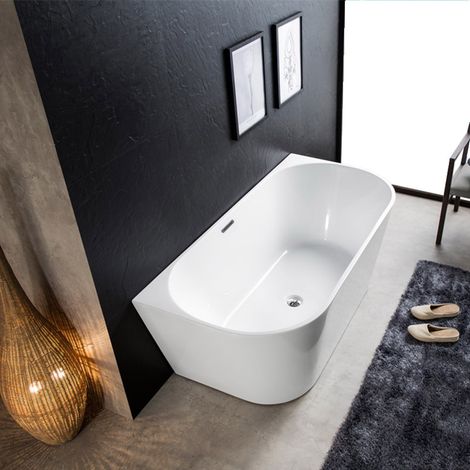 Théa - Bañera Acrílica de Pared con Isla 170cm - Diseño Moderno y Confortable (1/4)