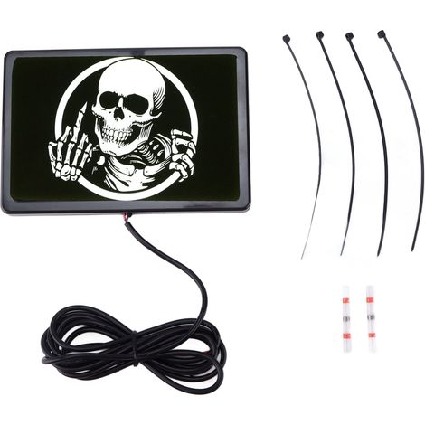 Panneau lumineux LED 12V 10x15cm motif squelette pour moto quad UTV cadre noir (1/5)