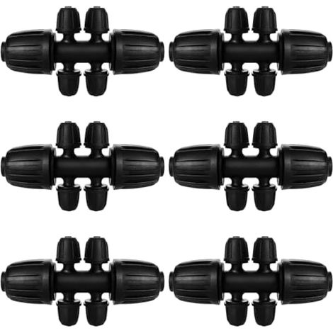 6 Pièces Connecteur de Tuyau en T Barbelé, 6-Voies Raccord de Tuyau D'Irrigation pour Tube 13/16 mm à 4/7 mm, Connecteur D'Irrigation Goutte à Goutte à 6-Voies pour Jardin, Pelouse