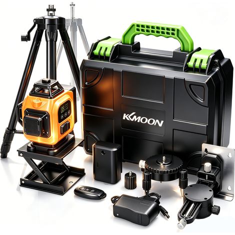 KKmoon Niveau Laser 16 Lignes Autonivelant 3°Batterie Lithium Rechargeable, Trépied Réglable 1.2m, Outil De Nivellement Étanche Mur Et Sol, Livraison Rapide Depuis La France (1/5)