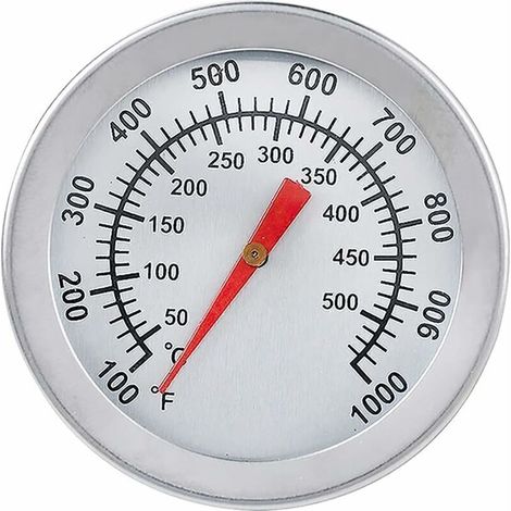 Grillthermometer, Ofenthermometer aus Edelstahl, max. 500 °C/1000 °F, analoge Anzeige, Thermometer für Backöfen, Pizzaöfen, Holzbacköfen