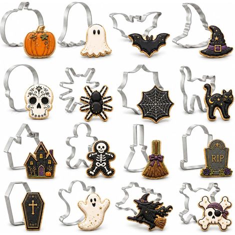 Halloween Cookie Cutters, Set of 16 Stainless Steel (1/5)
