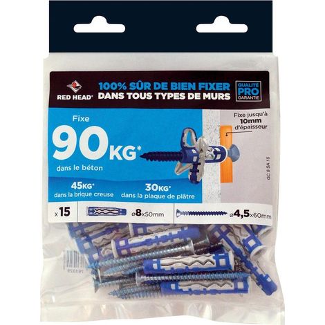 Paquete de 15 unidades de la gama de colores mx RED HEAD, 8 x L.50 mm RED HEAD