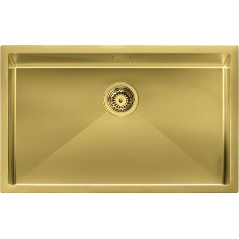 Lavello IRIDE MATT F3" 1 vasca ACCIAIO INOX Finitura: GOLD OPACO, incasso: slim, sottotop e filotop, 77X45 prof. 19 (1/2)
