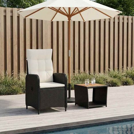 vidaXL Ensemble de salon de jardin 2 pc Noir et blanc crème (1/5)