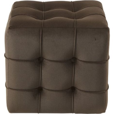 Pouf en velours "Lizbon" - 42 x 42 x 42 cm - Marron (1/4)