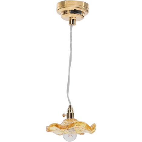 Lampe de plafond miniature pour maison de poupée (échelle 1:12 ou 1:6), accessoire de décoration, micro-ampoule ronde en verre, éclairage jaune pour meubles (1/5)