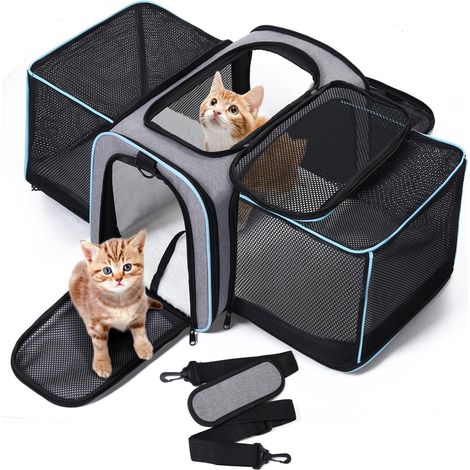 Sac de transport pour animaux de compagnie extensible - Cage de transport pliable pour chiens et chats - Respirant et confortable (1/5)