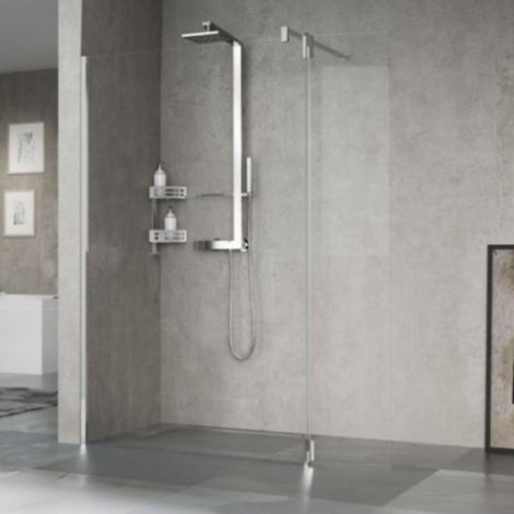 Novellini – Porte pivotante pour paroi de douche fixe Giada HA – Verre trempé transparent – Traitement anti-calcaire – Largeur 37 cm – Hauteur 195 cm (1/2)