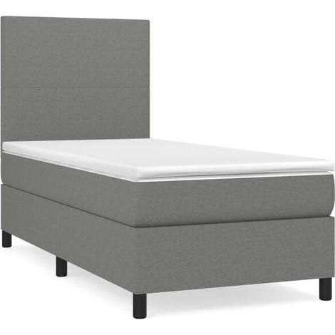 Cadre de lit en tissu, matelas inclus, gris foncé, 80 x 200 cm