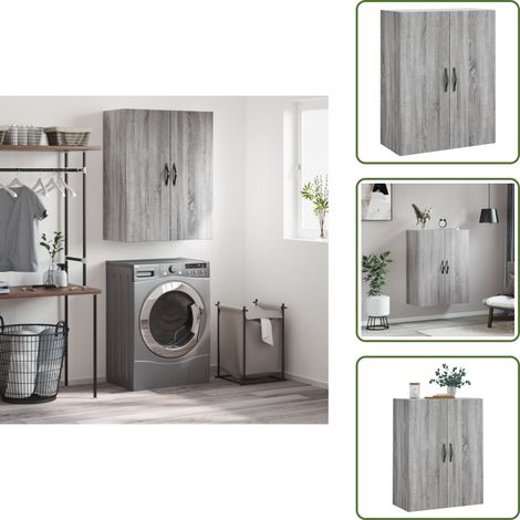 The Living Store Armoire murale sonoma gris 69,5x34x90 cm bois d'ingénierie - Armoire Murale - Meuble De Rangement - Buffet - Étagère Murale - Commode Murale (1/5)