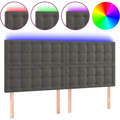Tête de lit,Panneau décoratif à LED Gris foncé 180x5x118/128 cm Velours CFW4209508 (1/5)