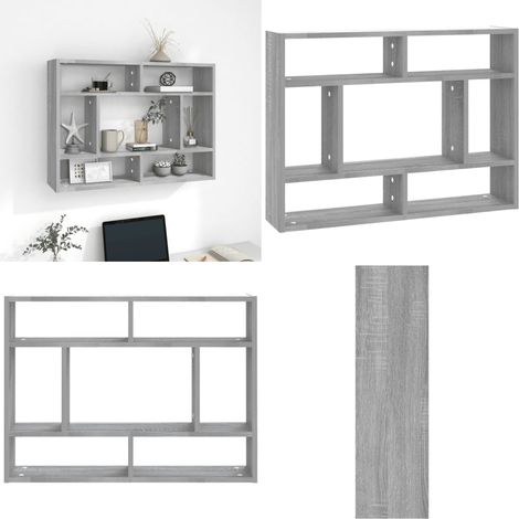 Étagère murale Sonoma gris 75x16x55 cm Bois d'ingénierie - Étagère Murale - Étagère Cube - Rangement Mural - Décoration Murale - Étagère Design - Home & Living (1/5)