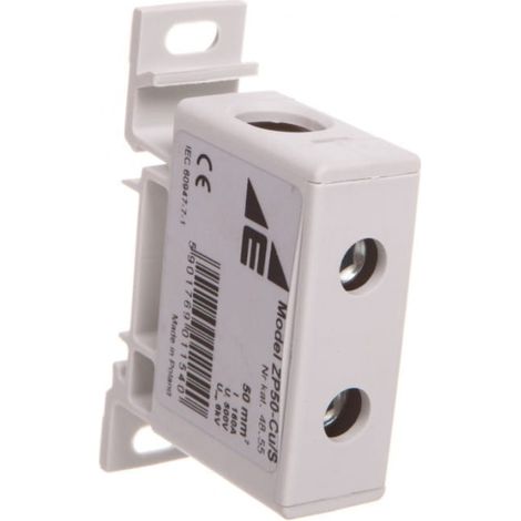 Blocco di derivazione di distribuzione monopolare CU 16-50mm2 grigio piatto e montaggio su guida ZP50 Cu / s 48.55