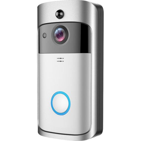 Intelligente, kabellose Türklingel mit WLAN und Videofernfunktion, silber (1/2)