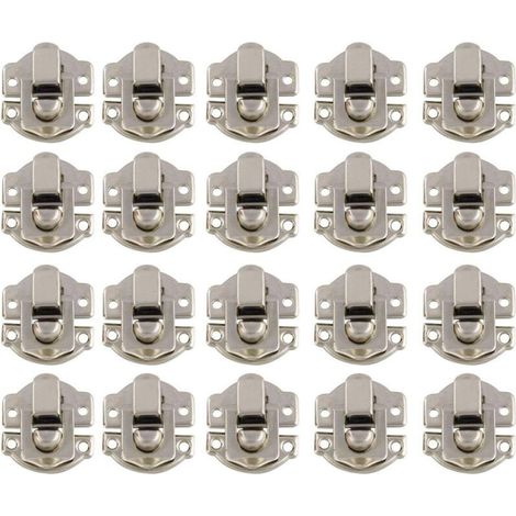 Lot de 100 Loquet et targette,Boîtes Petite Taille Rétro Fermoir Métal Verrouillage Moraillon Vintage Boîte Porte Coque Coffre Fer Ensemble Loquet Tiroir Antique avec 400 Vis (Argent) (1/5)