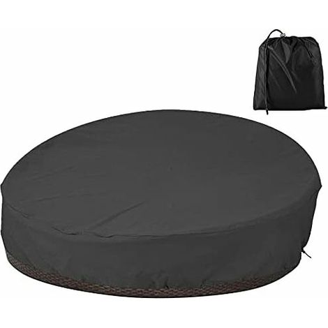 Copridivano letto rotondo da giardino impermeabile, copridivano da giardino rotondo da esterno in 210D Oxford, anti-UV e antivento 22883cm