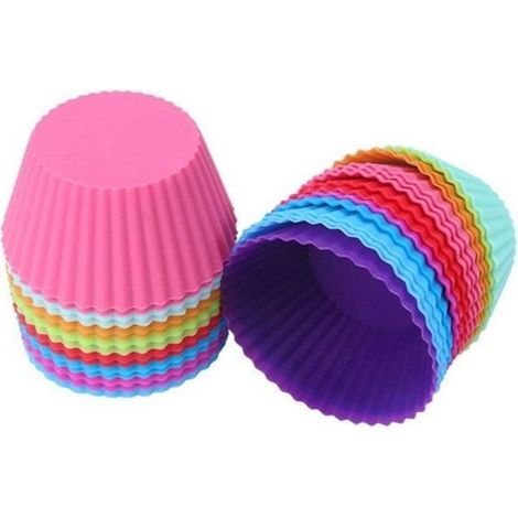RUNFON 12 PCS Moules à Muffins-Gâteau-Pâtisserie-Glace Moules Silicone Gâteaux Moule Alimentaire Couleur Random (1/4)