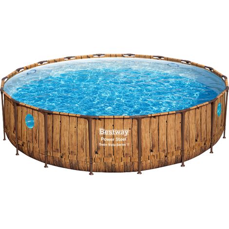 Bestway Piscine hors sol tubulaire ronde Bestway Power Steel Swim Vista 549 x 122 cm décor bois (1/10)