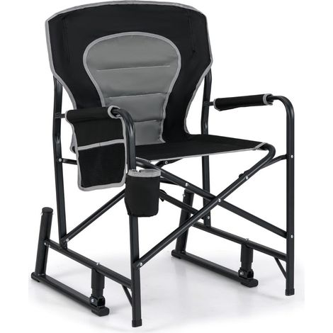 Silla de camping mecedora 62,5 x 65 x 97 cm máxima comodidad portátil diseño moderno en tela Oxford negra 200011151