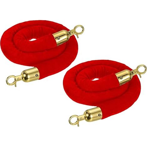 Pack 2 Velvet Stanchion Rope 3.28 Ft/1 M Rouge Doré (1/5)