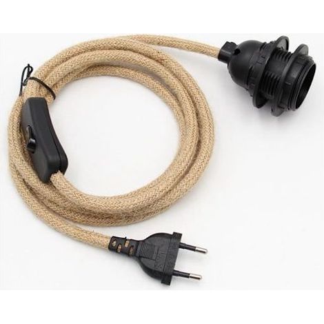 Cordon électrique gainé de tissu de 1,8 mètre - Douille E27 avec interrupteur - Pour S (1/5)