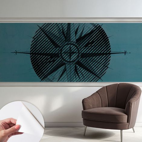 Papier peint autocollant adhésif installation rapide du papier peint durable et résistante Boussole marine 250x104 cm (1/5)