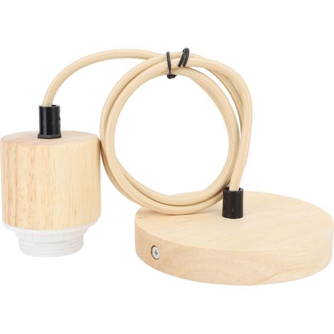 Cable Suspension Luminaire en Bois Suspension E27, Douille de Base de Lampe Suspendue Vintage pour la Décoration de la Maison, Matériau ABS en Bois de Bouleau (1/5)