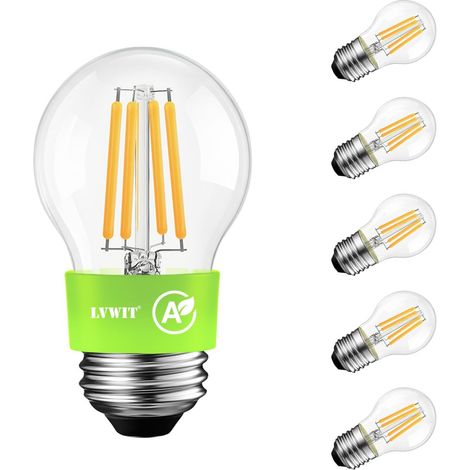 Ampoule E27 Blanc Chaud, 2.2W Ampoule Filament G45, Equivalent à Ampoules halogène 40W, Ampoules Vis Gros Culot 470LM, Ampoules Golf 2700K, Lot de 6, Non-Dimmable (1/5)