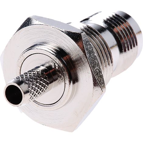 Connecteur coaxial RS PRO Femelle Droit, raccordement A sertir 50O Montage traversant sur cloison ( Prix pour 1 ) (1/3)