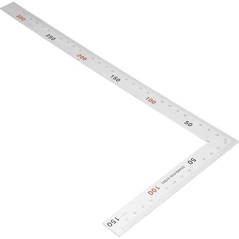 Équerre de mesure 90° en acier inoxydable 300x150 mm, outil d'angle droit de précision pour traçage (01) (1/5)