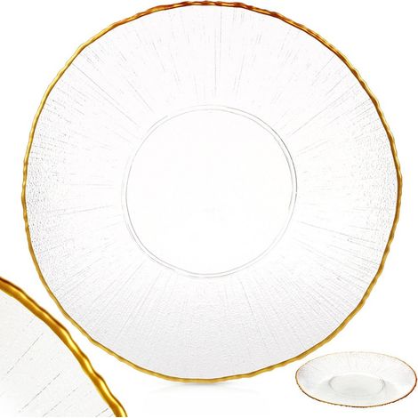Flacher, goldener Glasteller für Abendessen oder Snacks, 28 cm (1/5)