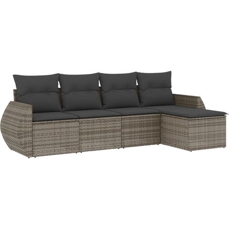 Maison Exclusive - 5-tlg. Garten-Sofagarnitur mit Kissen Grau Pol