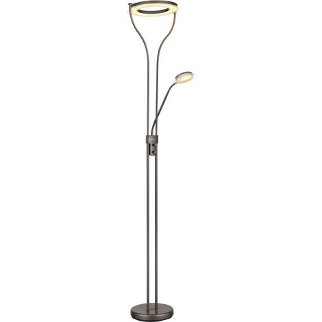 LED Stehlampe Deckenfluter Wohnzimmerlampe Dimmbar Braun Metall H 194 cm (1/5)