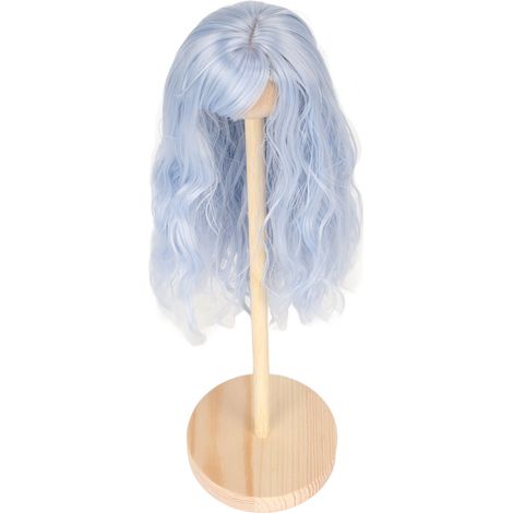 Hochtemperatur-Seidenperücke, lang, lockig, blau, für Puppen im Maßstab 1:6 (15,5–17 cm) (1/5)