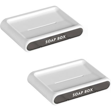 2 porte-savons muraux, adhésif sans perçage, fond rainuré avec bac récupérateur d'eau, salle de bain cuisine douche buanderie (1/5)