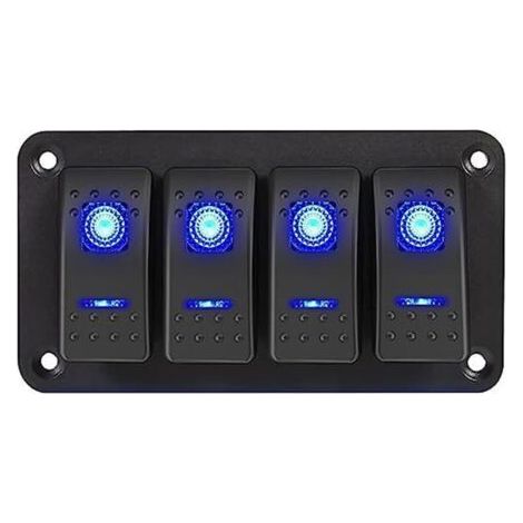 Pannello interruttori a bilanciere, pannello di modifica per yacht, 12V-24V DC, pannello in alluminio per auto, camper (4 pezzi)