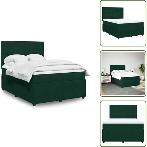 Sommier à lattes de lit et matelas Vert foncé 140x190cm Velours - Sommier À Lattes De Lit - Sommiers À Lattes De Lit - Lit - Meuble De Chambre À Coucher (1/5)