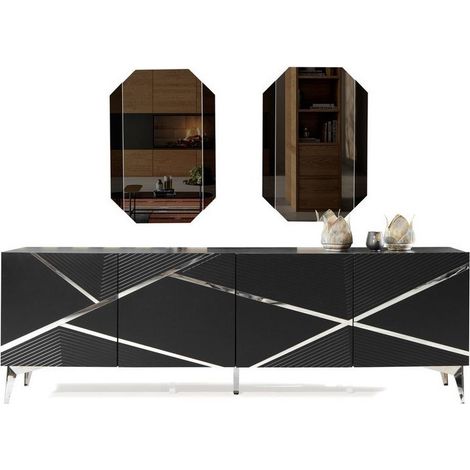 Aparador 4 puertas DIAMOND negro 220 x 73 x 45 cm